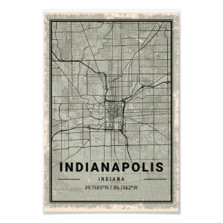 Indianapolis indiana map print poster canvas フォトプリント           