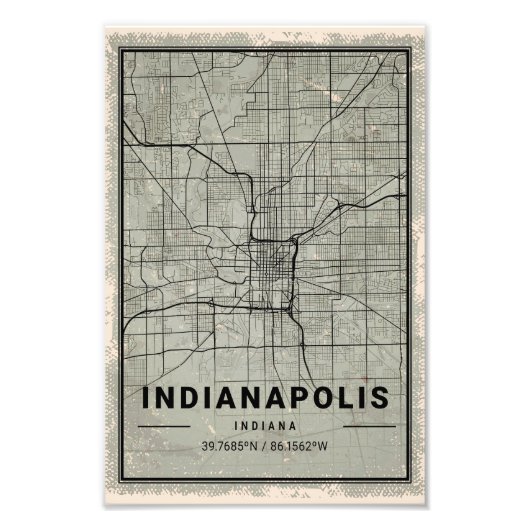 Indianapolis indiana map print poster canvas フォトプリント            (正面)