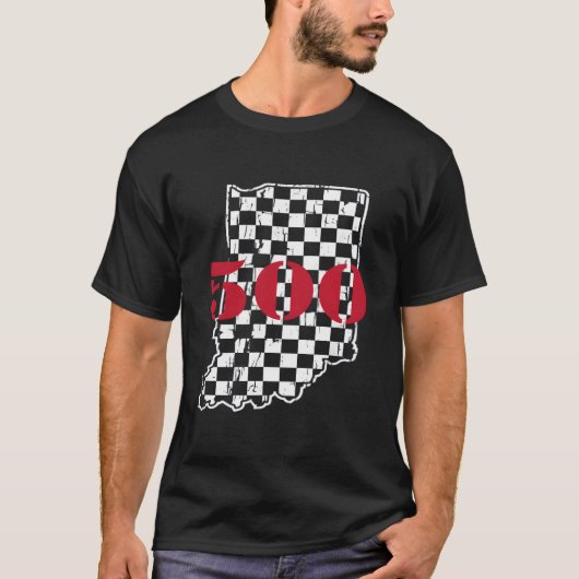 Indianapolis Indiana State 500 Race Car Distressed Tシャツ (正面)