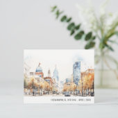 Indianapolis, Indiana Watercolor Landscape Wedding ポストカード (スタンド正面)
