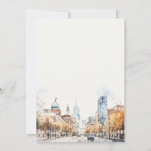 Indianapolis Indiana Watercolor Scape Engagement 招待状 (裏面)