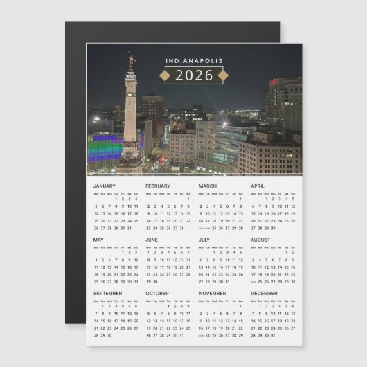 Indianapolis Monument 2026 Calendar Magnet (正面/裏面)