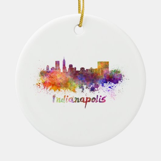 Indianapolis skyline in watercolor セラミックオーナメント (正面)