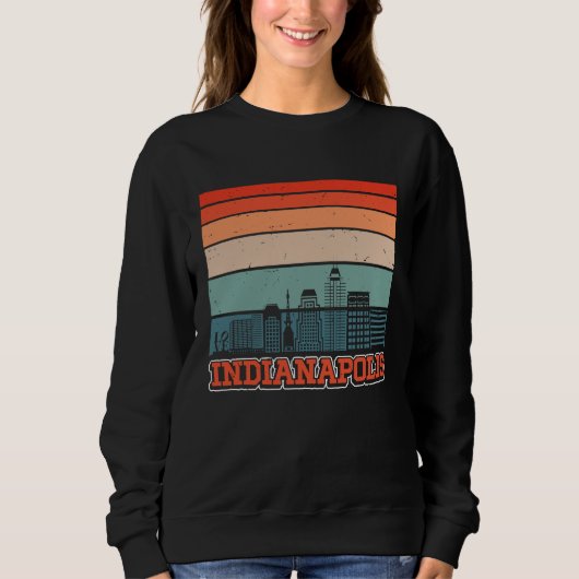Indianapolis USA Retro Vintage Sunset Skyline Indi スウェットシャツ (正面)