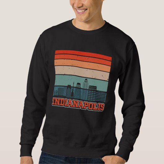 Indianapolis USA Retro Vintage Sunset Skyline Indi スウェットシャツ (正面)