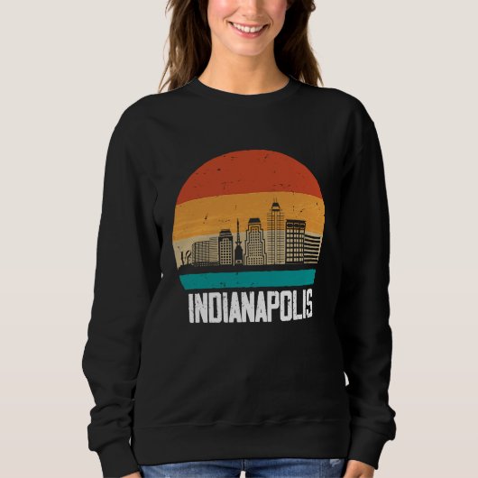 Indianapolis USA Retro Vintage Sunset Skyline Indi スウェットシャツ (正面)