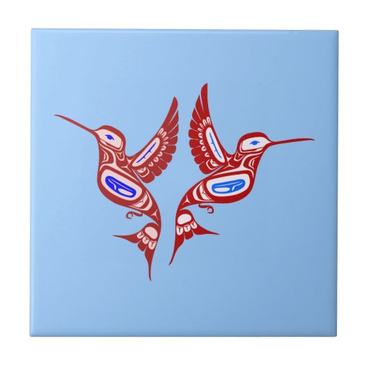 Indianer Vögel Native American birds タイル (正面)