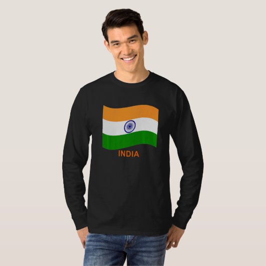 India's Bharat Indian Waving Flag   Tシャツ (正面フル)