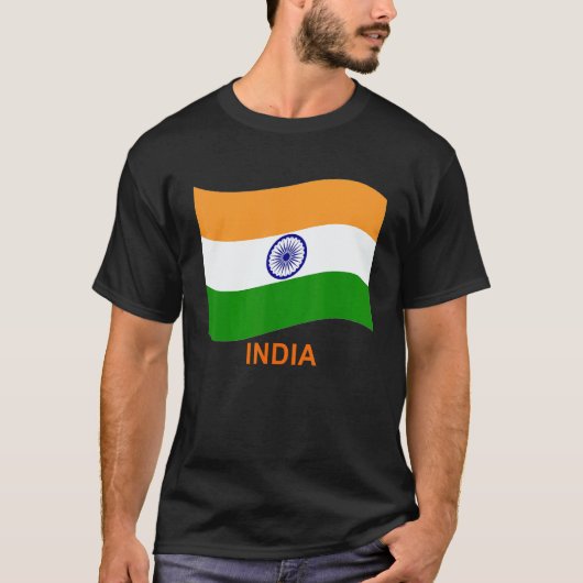 India's Bharat Indian Waving Flag Tシャツ (正面)