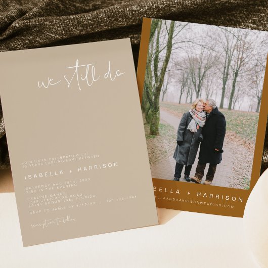 INDIE ボーホー アーストーン ベージュ 私たちは誓いを更新します 招待状