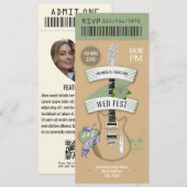 Indie Acoustic Rock ’n’ Roll Wedding Ticket 招待状 (正面/裏面)