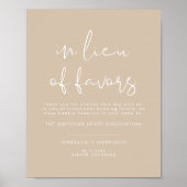 INDIE Boho Beige Lieu of Favors Wedding ポスター (正面)