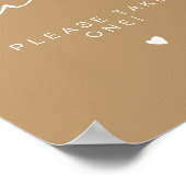 INDIE Boho Beige Please Take a Fan Wedding Sign ポスター (角)