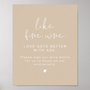 INDIE Boho Minimalist Wine Wedding Guestbook Sign ポスター