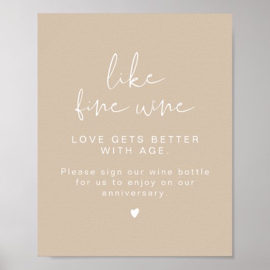 INDIE Boho Minimalist Wine Wedding Guestbook Sign ポスター (正面)