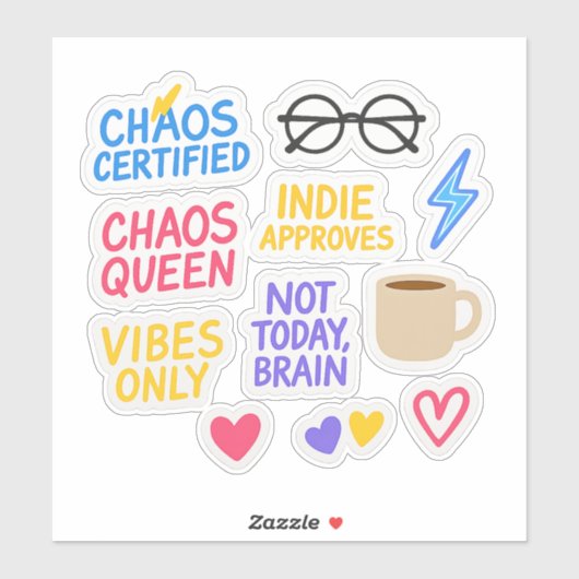 Indie Chaos Sticker Pack -10 Die-Cut Vibe Stickers シール (シート)