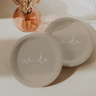 INDIE Modern Bohemian Beige Taupe We Do Wedding ペーパープレート