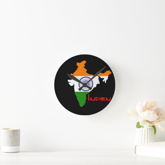 Indien Flagge Uhr ラウンド壁時計 (ホーム)