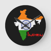 Indien Flagge Uhr ラウンド壁時計 (正面)