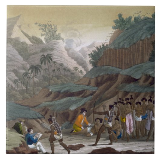 Indigenのフランスのな探検家の最初の会議 タイル (正面)