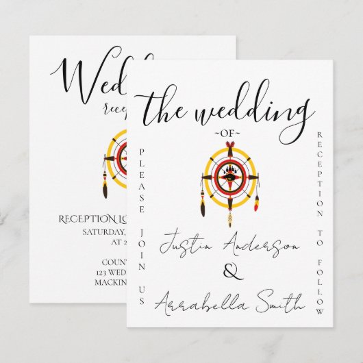 Indigenous Bear Medicine Wheel Wedding 招待状 (正面/裏面)