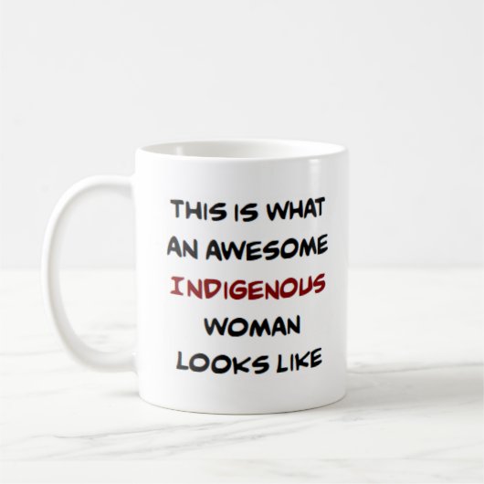 indigenous woman, awesome コーヒーマグカップ (左)