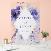 Indigoフローラ結婚フレーム アクリルサイン (ウェディング)