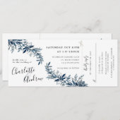 indigoフローラ結婚式招待状w rsvp添付 招待状 (正面/裏面)