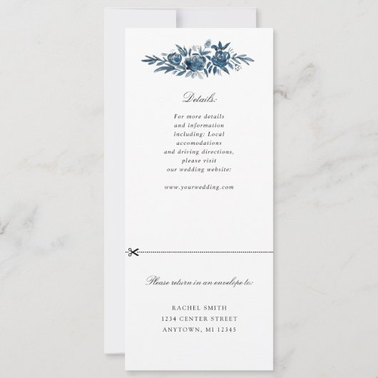 indigoフローラ結婚式招待状w rsvp添付 招待状 (裏面)