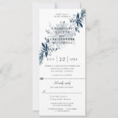 indigoフローラ結婚式招待状w rsvp添付 招待状 (正面)