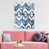 Indigo抽出 – 幾何学模様 キャンバスプリント (インサイチュ (リビング))