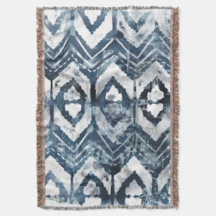 Indigo抽出 – 幾何学模様 スローブランケット