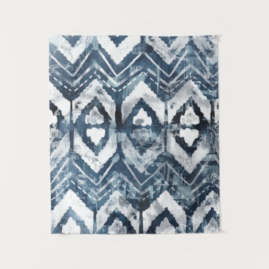 Indigo抽出 – 幾何学模様 タペストリー (正面)