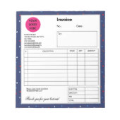 Indigo赤いハート会社ビジネスショップインボイス ノートパッド (正面)