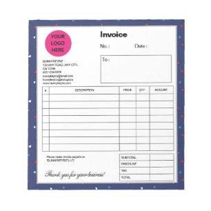 Indigo赤いハート会社ビジネスショップインボイス ノートパッド