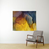 Indigo Amber Alcohol Ink Flow Abstract タペストリー (インサイチュ(横))