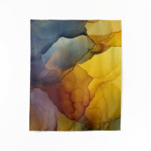 Indigo Amber Alcohol Ink Flow Abstract