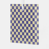 Indigo and butter checkerboard pattern ガラスオーナメント (正面左)