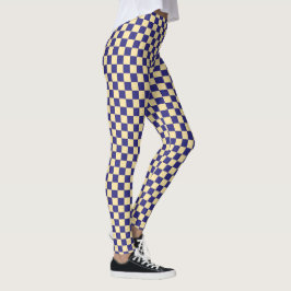 Indigo and butter checkerboard pattern レギンス
