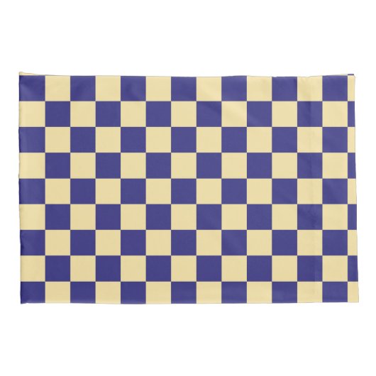 Indigo and butter checkerboard pattern 枕カバー (裏面-右)