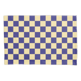 Indigo and butter checkerboard pattern 枕カバー