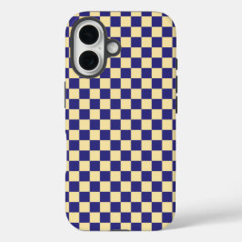 Indigo and butter checkerboard pattern iPhone 16ケース