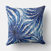 indigo and white abstract tie dye pattern クッション (裏面)