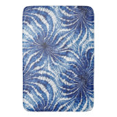indigo and white abstract tie dye pattern バスマット (正面縦)