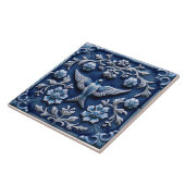 Indigo Azulejo Blue Portuguese Lisbon bird タイル (側面)
