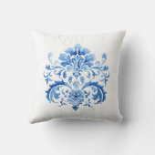 Indigo Azulejo Blue Portuguese Lisbon Botanical クッション (裏面)