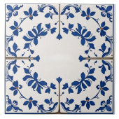 Indigo Azulejo Blue Portuguese Lisbon Botanical タイル (正面)