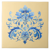 Indigo Azulejo Blue Portuguese Lisbon Botanical タイル (正面)