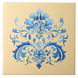 Indigo Azulejo Blue Portuguese Lisbon Botanical タイル