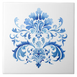 Indigo Azulejo Blue Portuguese Lisbon Botanical タイル